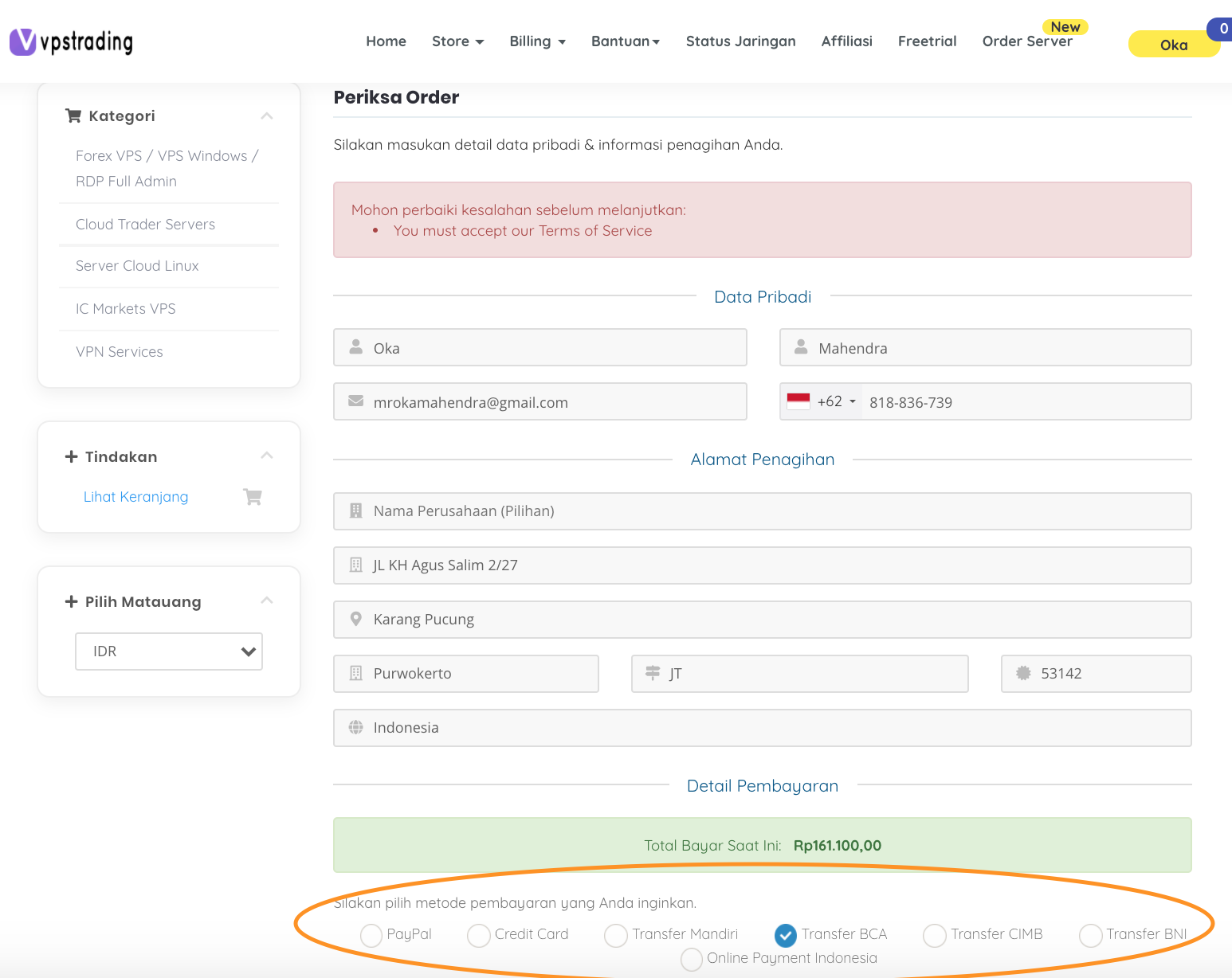 cara order vps di vpstrading .net