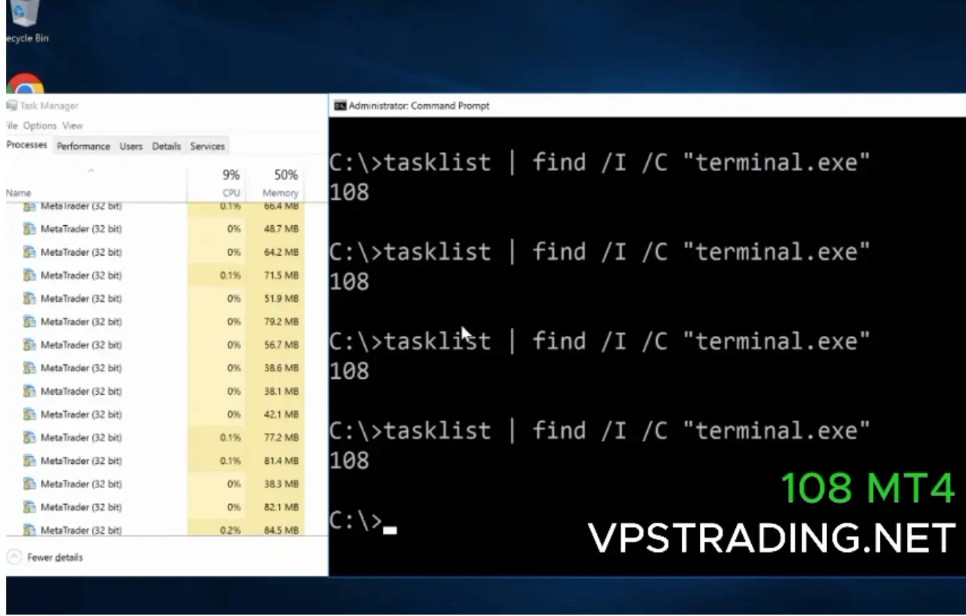 108 Metatrader berjalan lancar di server Baremetal dari VPSTrading.net