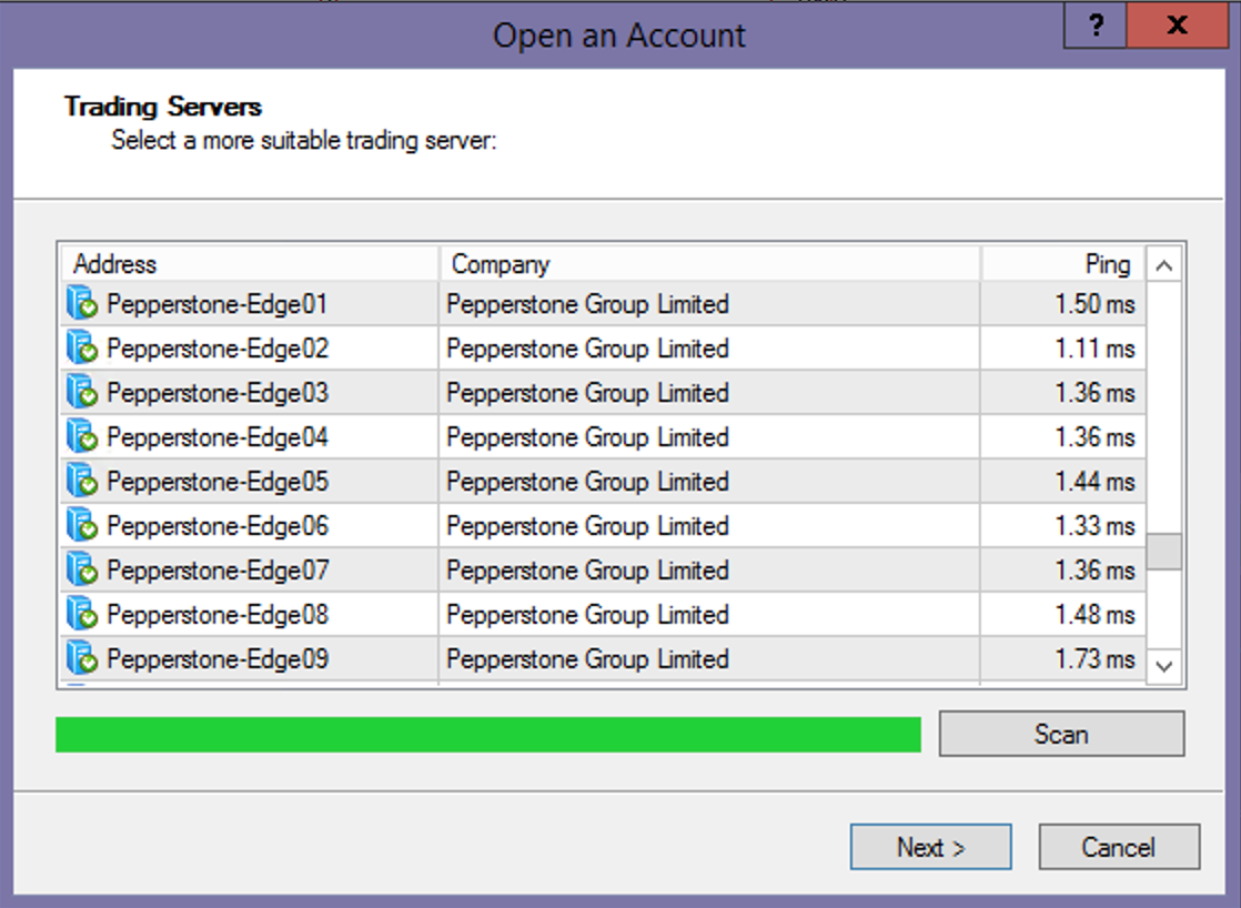 Latency VPS Forex Newyork ke broker Pepperstone